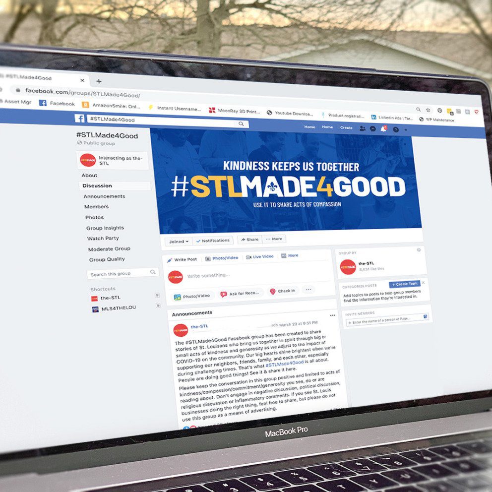 #STLMade4Good Facebook page on a computer