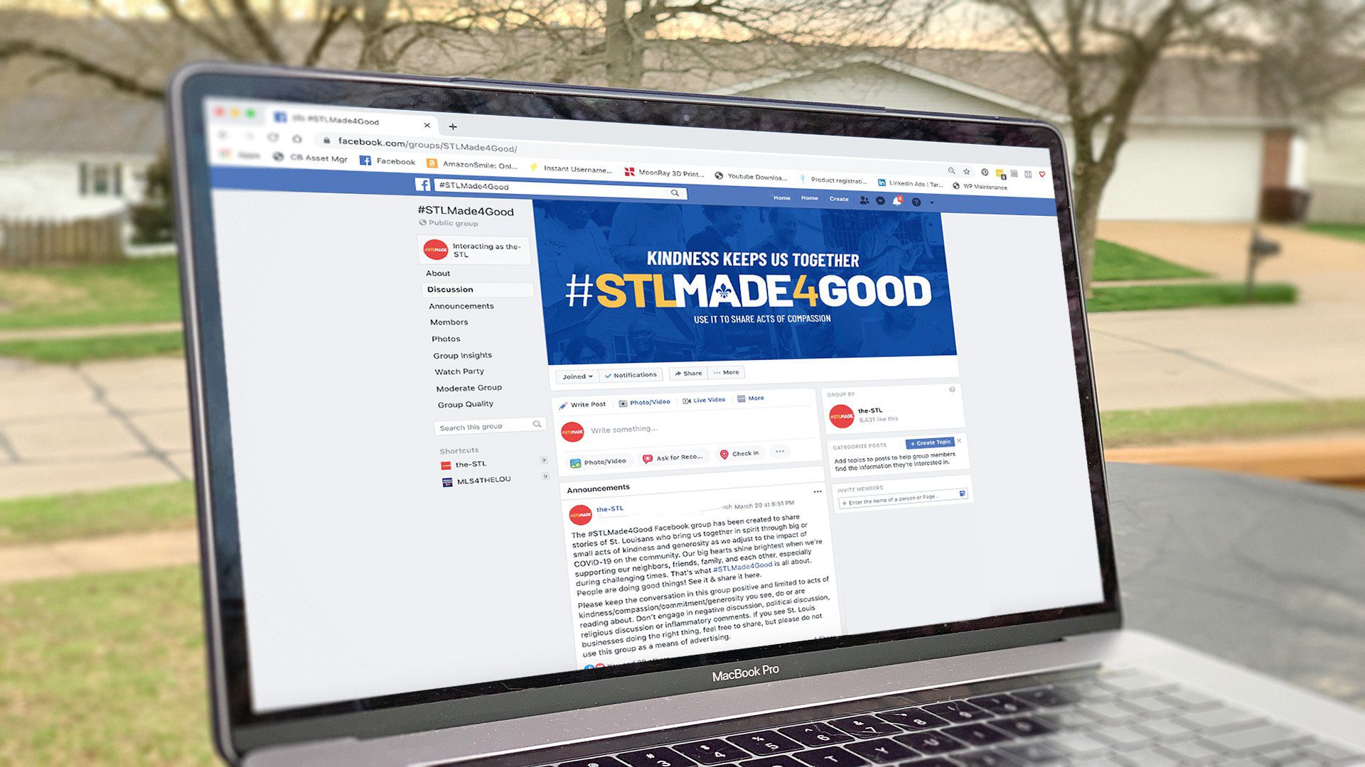 #STLMade4Good Facebook page on a computer